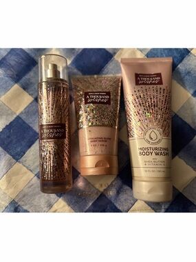 Bath & Body Works A Thousand Wishes Trio - Pink Rose Gold Bottles